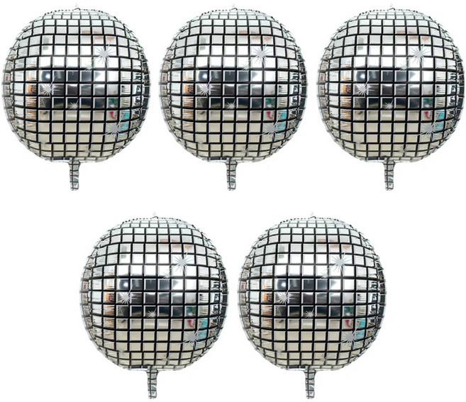 파티공구 4D 미러볼풍선 대, 혼합색상, 5개