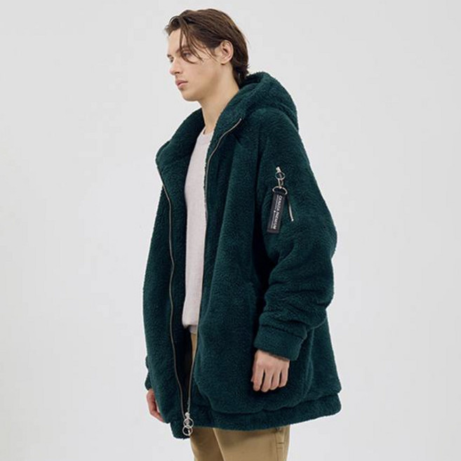 노이즈 헨리 쉐르파 오버핏 플리스 후드 집업 KG3AA01AC