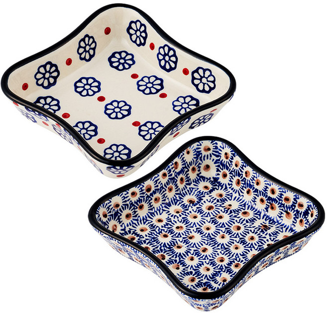 파뷔에 잘리피에 네이비 포인트 사각찬기 2종 세트, 혼합색상, 1세트