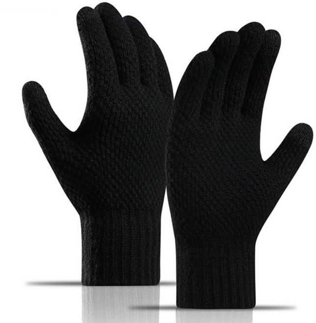에이빅 스마트터치 니트 방한 장갑 양손착용 세트, 블랙, 1세트