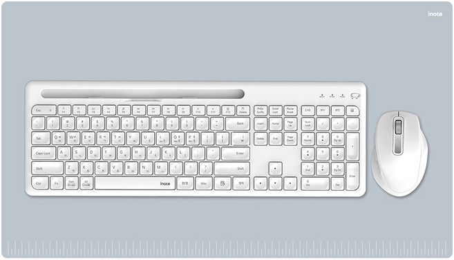 아이노트 블루투스 멀티페어링 키보드 + 마우스 + 키스킨 + 장패드 세트, 화이트, KM780RB, 일반형