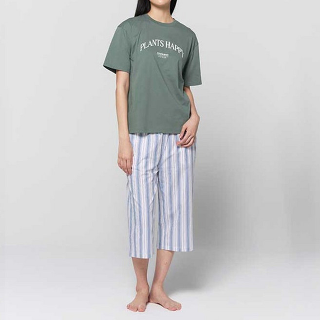 anybody 棉質七分條紋睡褲