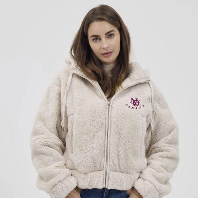 노이즈 여성용 캐셔 쉐르파 플리스 후드 집업 점퍼 KG3AA23AC