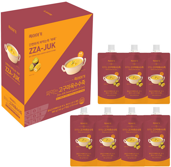 죽이야기 짜먹는 고구마옥수수죽 7p, 980g, 1개