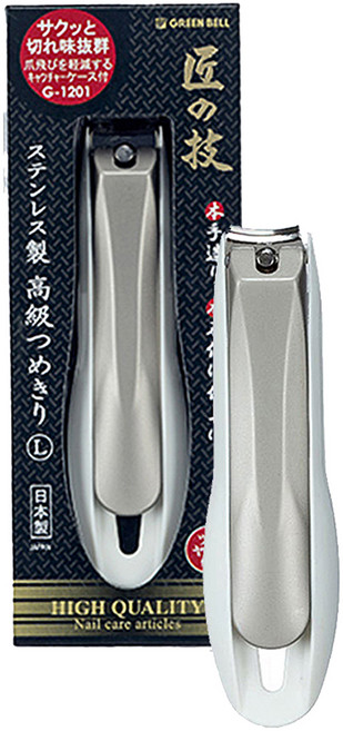 장인의기술 GREENBELL 스텐레스 플라스틱 캡쳐 손톱깎이 L사이즈 G1201, 실버, 1개