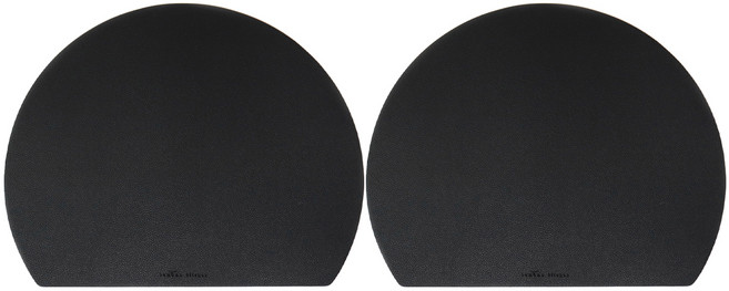 카모메키친 캔버라 인조 가죽 반달형 식탁 매트, 블랙, 39 x 31.5 cm, 2개