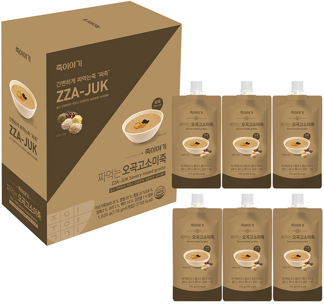 죽이야기 짜먹는 죽 오곡고소미죽, 170g, 6개