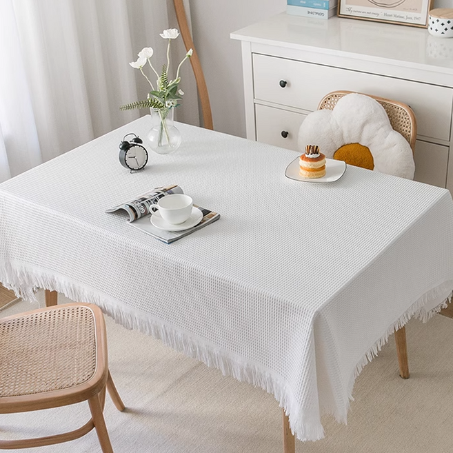 데일리네스트 프리미엄 식탁보, 체크 화이트, 90 x 90 cm, 1개