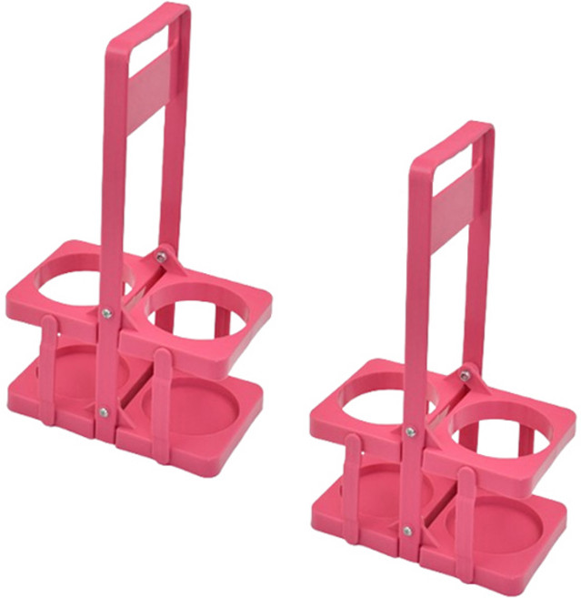 블럭마트 접이식 음료수 트레이 2구, 핑크, 2개