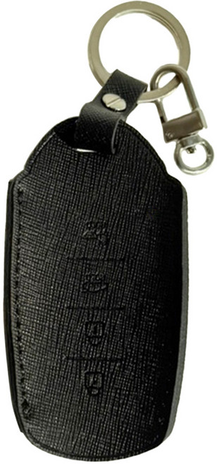 메이튼 차량용 가죽 키케이스 + O링 + 헬퍼스티커 세트 현대 4버튼, 블랙(키케이스), 니켈사틴(링), MH109