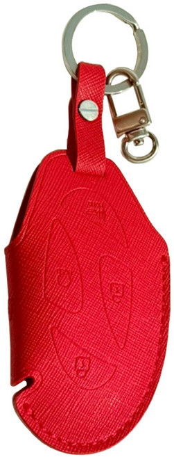 메이튼 차량용 가죽 키케이스 + O링 + 헬퍼스티커 세트 현대 5버튼, 체리레드(키케이스), 니켈사틴(링), MH115