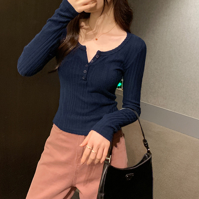 비비에모 여성용 따뜻한 소재 가을 겨울 이너 골지 티셔츠 08563