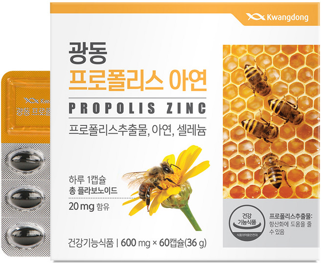 광동제약 프로폴리스 아연 36g, 60정, 1개