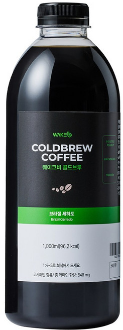 웨이크비 콜드브루 원액 브라질 세하도, 1L, 1개입, 1개