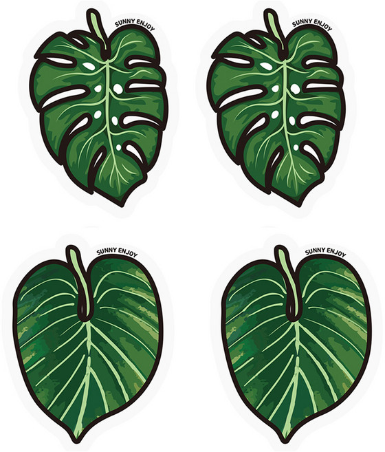 써니엔조이 제로웨이스트 식물성 셀룰로오스 압축수세미 몬스테라잎 2p + 필로덴드론 잎 2p 세트, 1세트