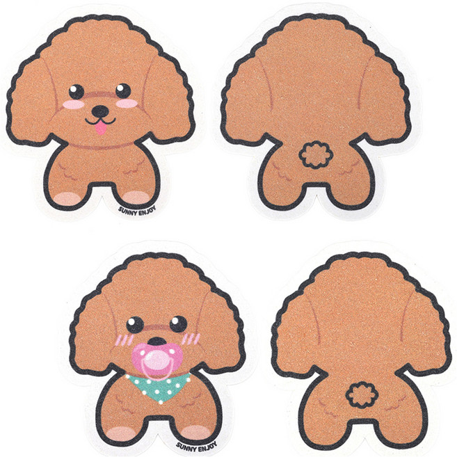 써니엔조이 제로웨이스트 식물성 셀룰로오스 압축수세미 푸들 엄마 2p + 아기 2p 세트, 1세트