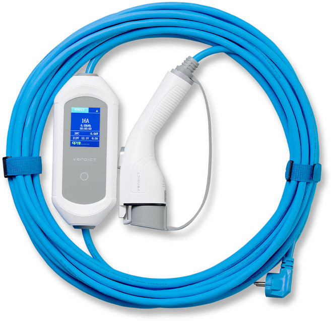 벤딕트 전기차 충전기 휴대용 비상용 완속 충전 케이블 16A 220V, 화이트