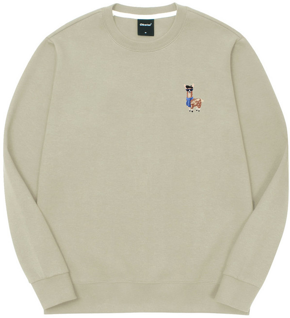 okstar 男女通用羊駝刺繡特級雙面棉大學T 0SSP015