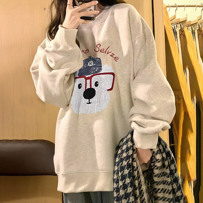 메이첼 드로잉 퍼피 톡톡 포근 기모안감 맨투맨 06533