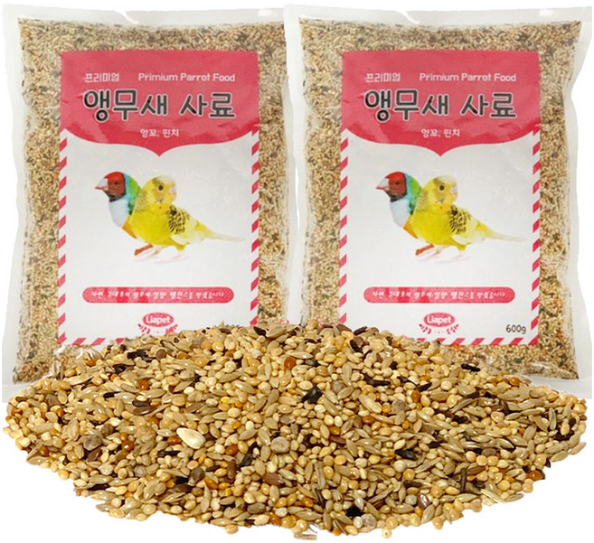 리아펫 앵무새 사료 잉꼬 핀치, 600g, 2개