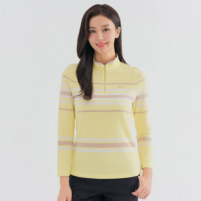 올포유 여성용 스트라이프 하프넥 티셔츠 AWTHNA271-203