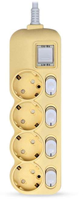 에코파워탭 국내 제조 개별 과부하차단 4구 컬러 멀티탭, 2m, 크림바닐라, 1개