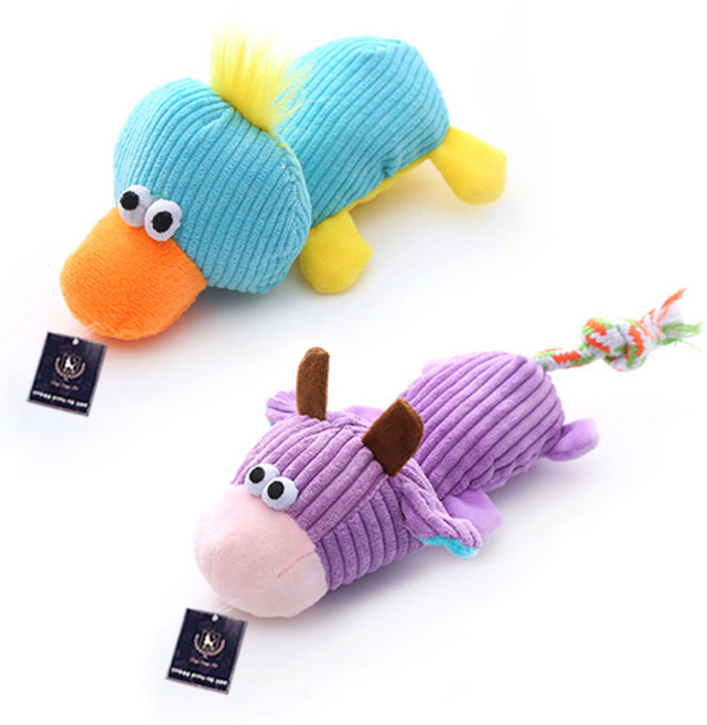 딩동펫 반려동물 통통 동물친구들 삑삑이 장난감 2종 세트, 스카이 + 퍼플, 1세트