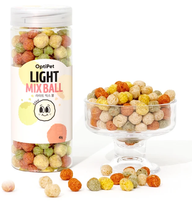 옵티펫 강아지 라이트믹스볼 저칼로리 종합영양 간식, 쌀, 40g, 1개 - 쿠팡