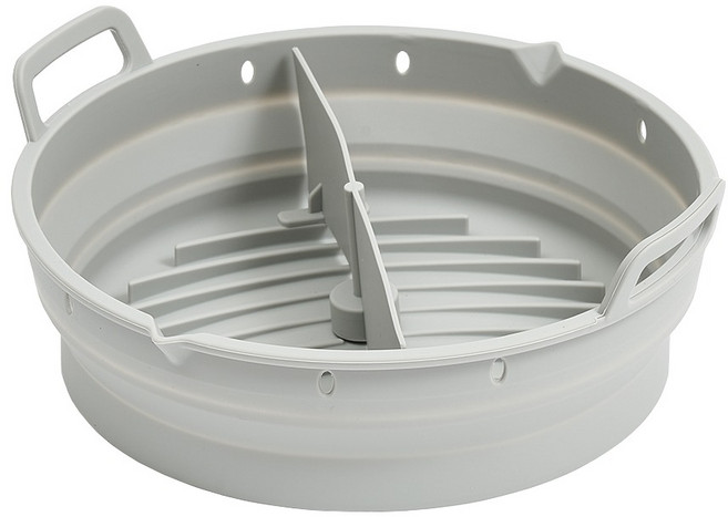 리본제이 칸분리형 접이식 에어프라이어 실리콘 용기, 원형, 1개