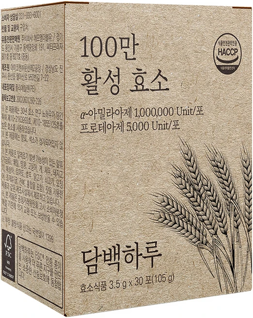 담백하루 100만 활성효소 30p, 1개, 105g - 쿠팡