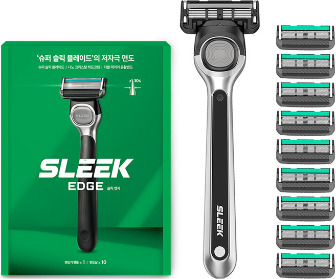 도루코 슬릭 엣지 면도기, 면도기핸들 (1P) + 면도날 (10P), 1개