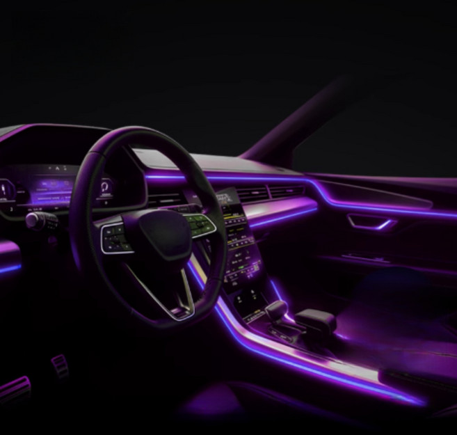 오토크루 LED DIY 엠비언트 스트립 EL와이어 USB형 2m, 퍼플, 1개