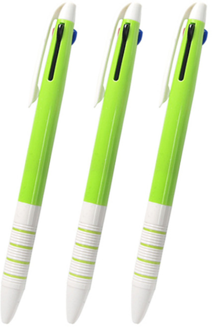 심플 3색 볼펜 0.7mm, 그린, 3개