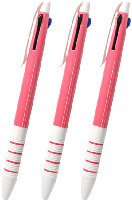 심플 3색 볼펜 0.7mm, 핑크, 3개