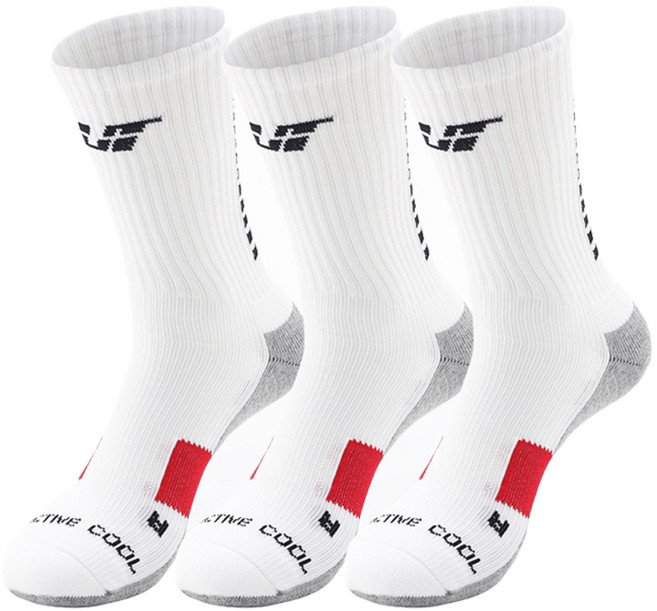 언더테크 액티브 카프 삭스 1 3p 세트 UTH805A, 백색 + 적색, 1세트