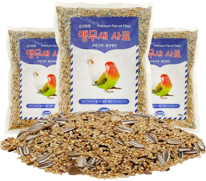 리아펫 프리미엄 앵무새 사료, 700g, 3개