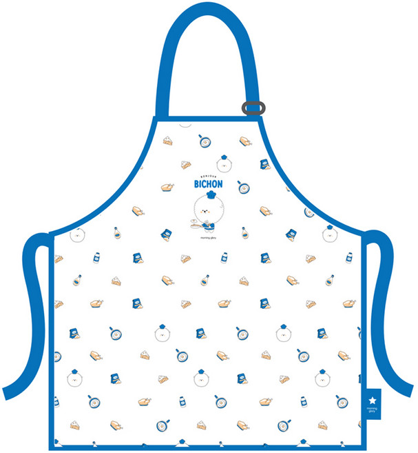 모닝글로리 비숑 방수 앞치마, 블루
