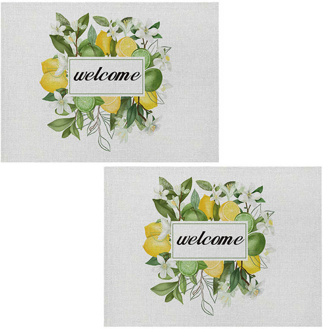 알로데 상큼 레몬 테이블 매트, 02 웰컴레몬, 2개, 30 x 45 cm