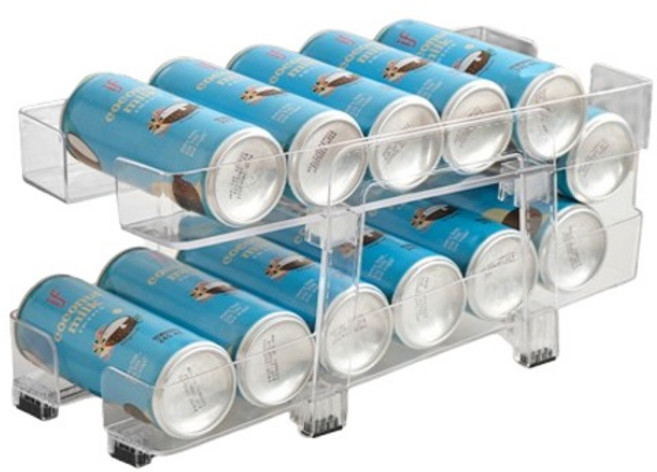 블럭마트 냉장고 길이조절 음료수 정리함, 투명, 1개