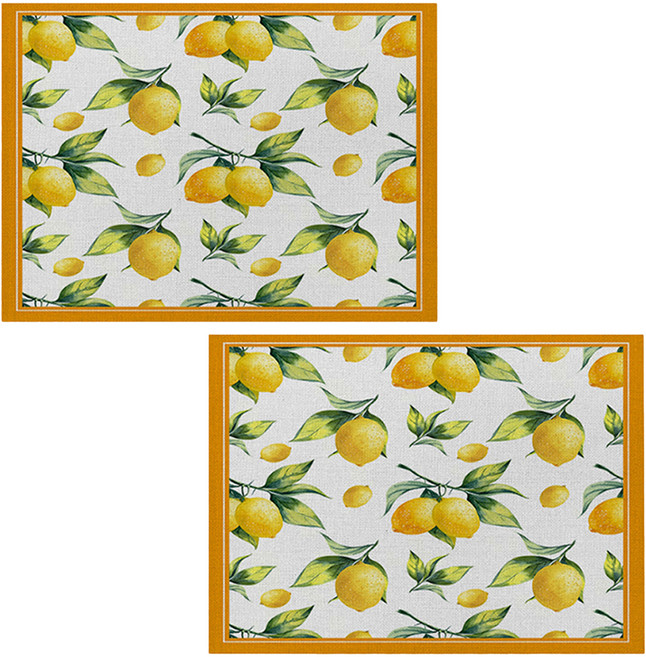 알로데 상큼 레몬 테이블 매트, 08 레몬세상, 2개, 30 x 45 cm