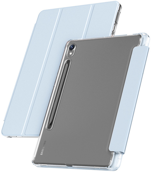 고부기 태블릿PC 애플 펜슬 수납 스마트 커버 클리어 매트 케이스, 스카이블루, 1개