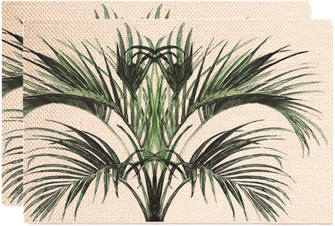 알로데 열대 녹색 잎 테이블 매트, 39 고요한야자수, 2개, 30 x 45 cm