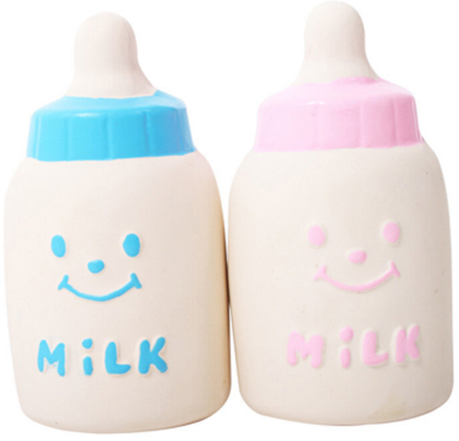 티티펫 강아지 라텍스 밀크보틀 장난감 2종 세트, 핑크 + 블루, 1세트