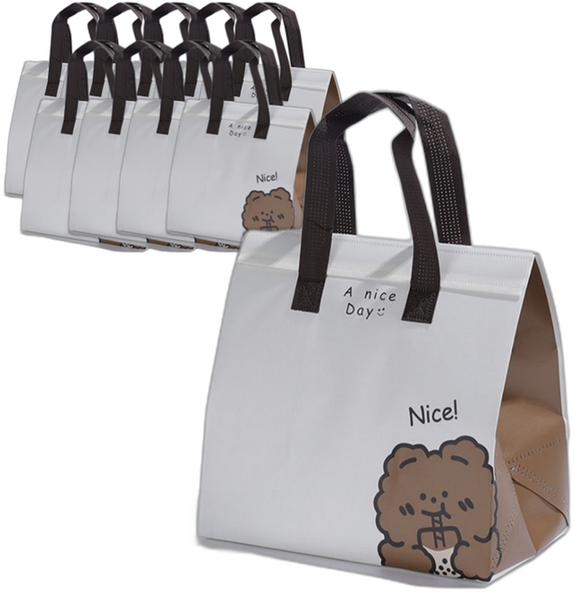 비비드하우스 일회용 은박 보온 보냉백, 곰돌이, 10개