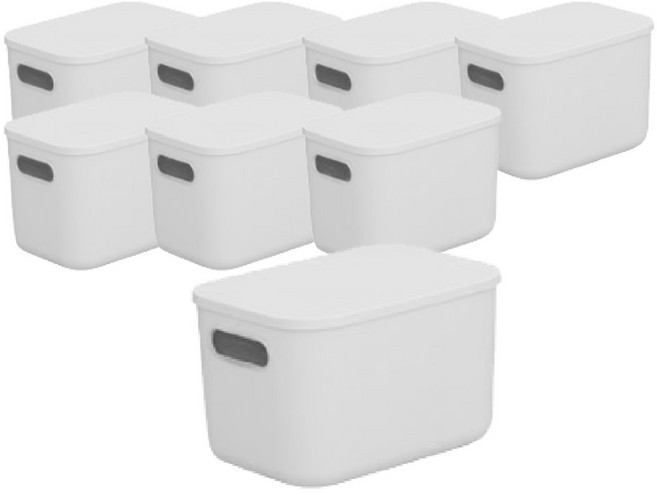 올유리빙 뚜껑형 팬트리 리빙박스, 화이트, 소형(19 x 27 x 16 cm), 8개