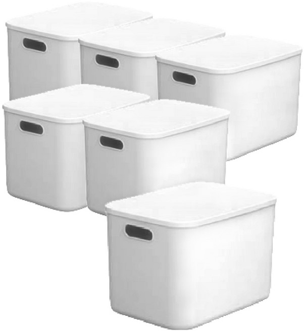 올유리빙 뚜껑형 팬트리 리빙박스, 화이트, 대형(27 x 37 x 25 cm), 6개