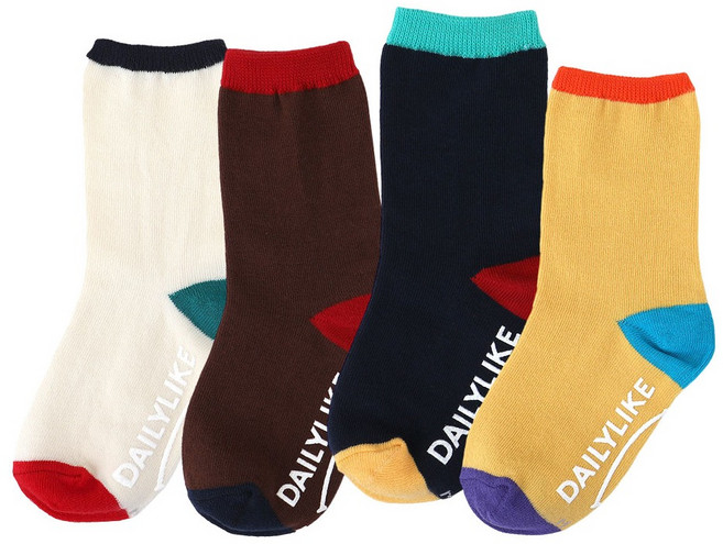 데일리라이크 아동용 컬러 블록 삭스 4족 세트