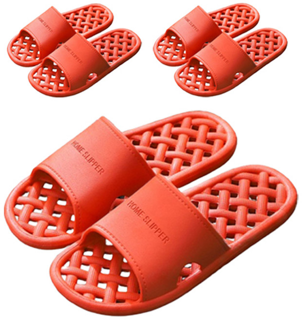 마켓감성 여성용 물빠짐 호텔식 욕실화, 레드, 3개