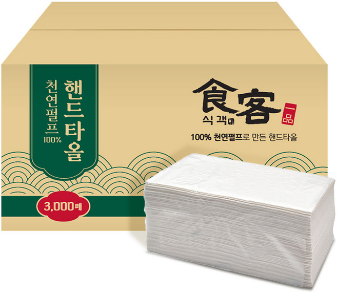 식객 천연펄프 2겹 핸드타올, 100개입, 30개