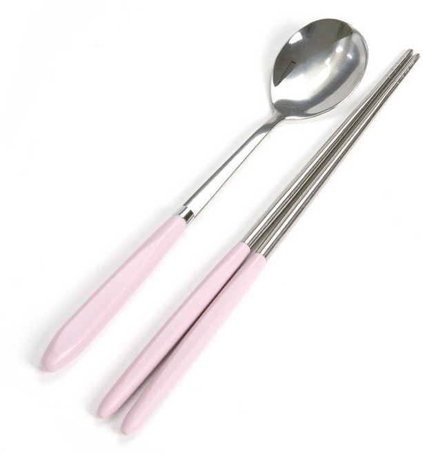 올비아 라떼라운드 수저세트, 핑키, 숟가락 + 젓가락, 1세트